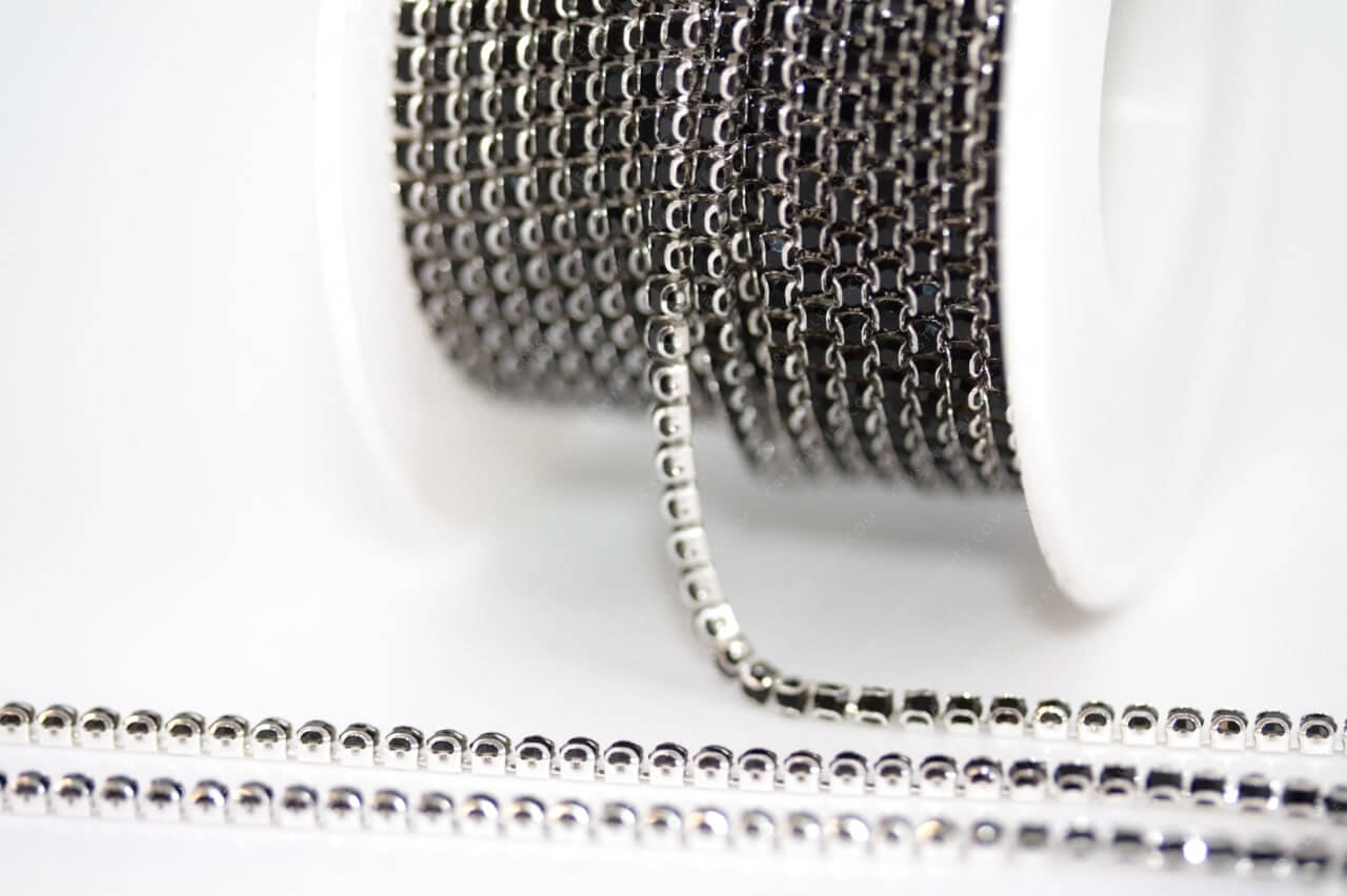 Ланцюжок стразовий Silver + Black