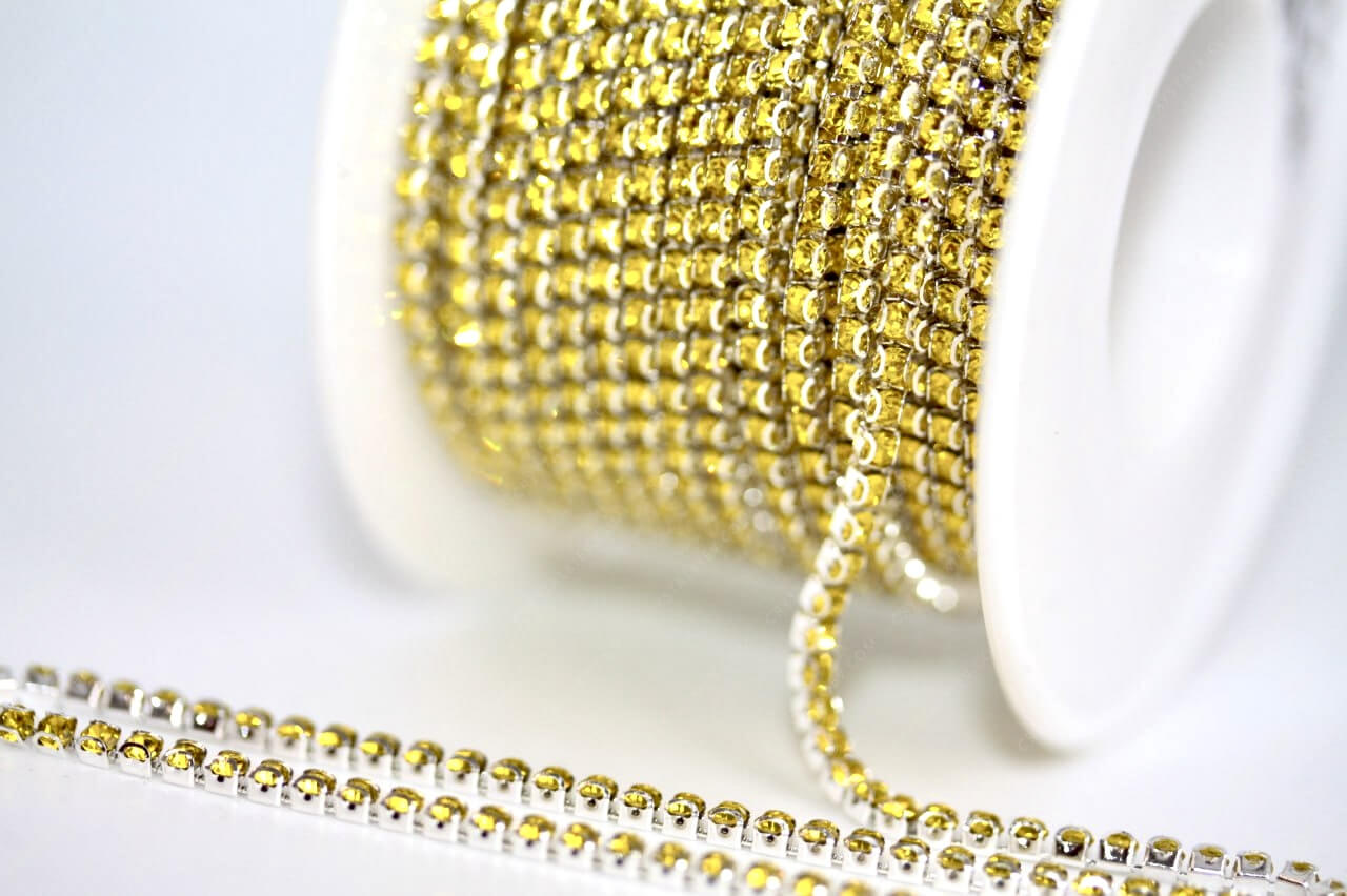 Ланцюжок стразовий Silver + Citrine