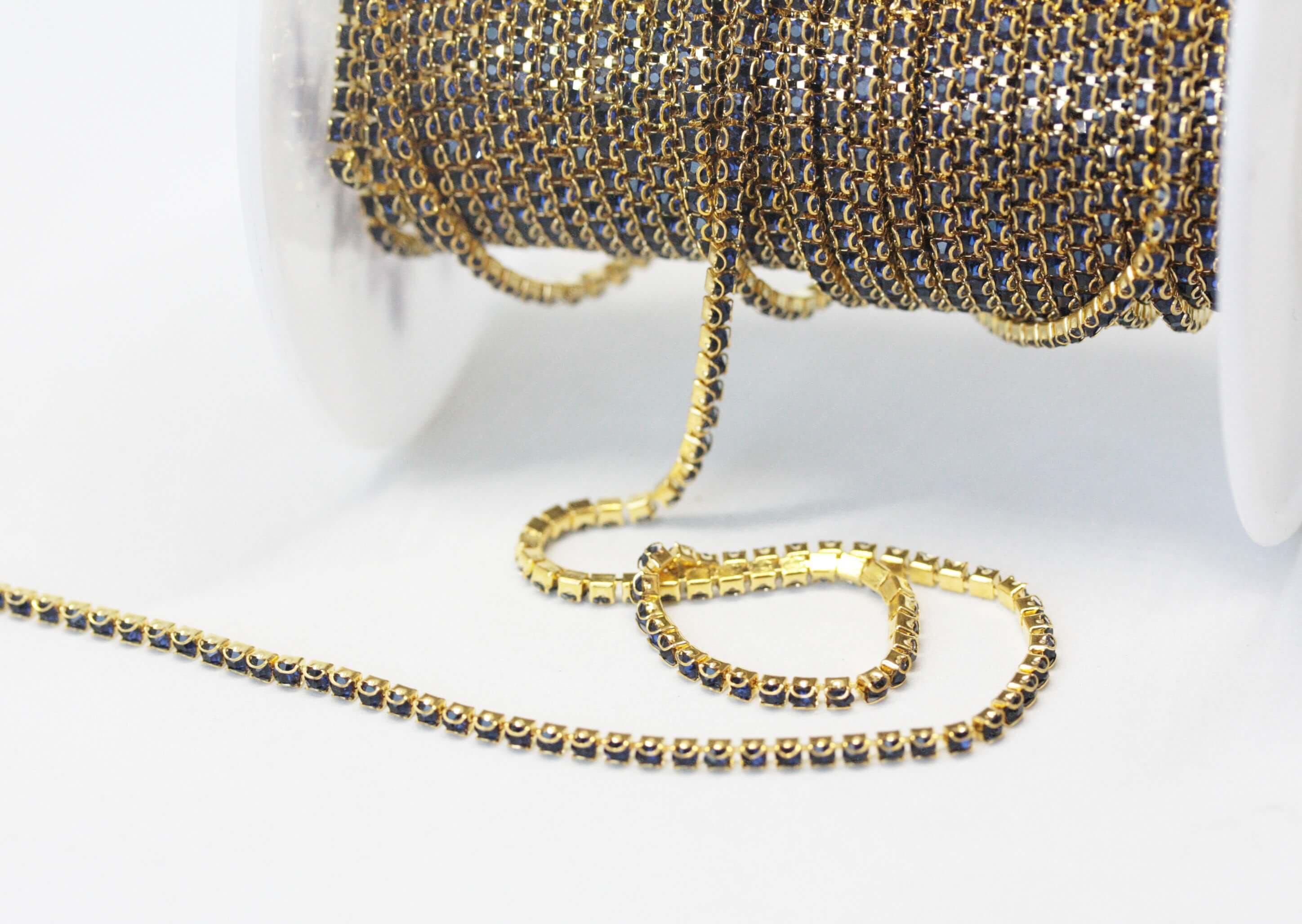 Ланцюжок стразовий Gold + Sapphire