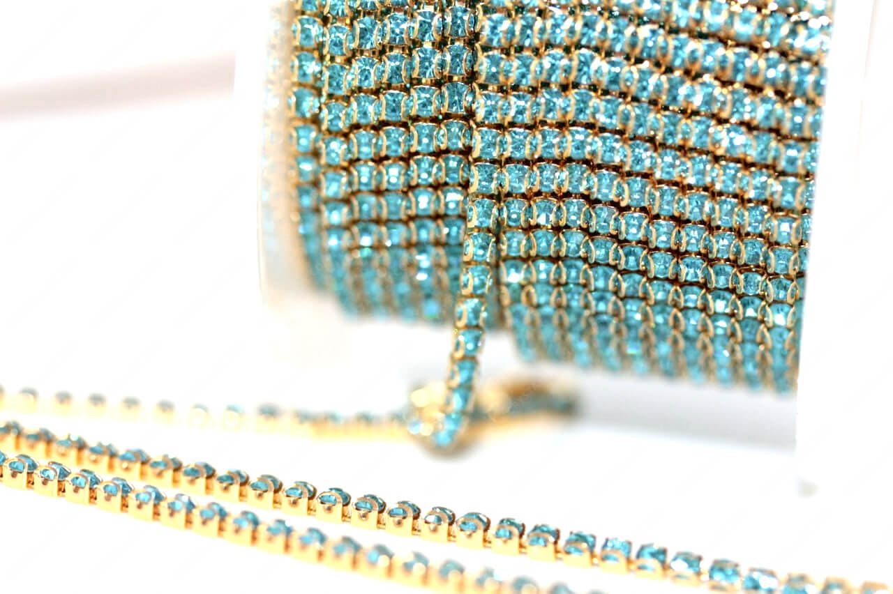 Ланцюжок стразовий Gold + Aqua