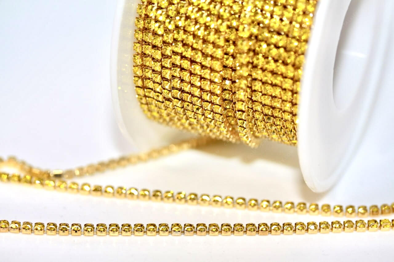 Ланцюжок стразовий Gold + Citrine