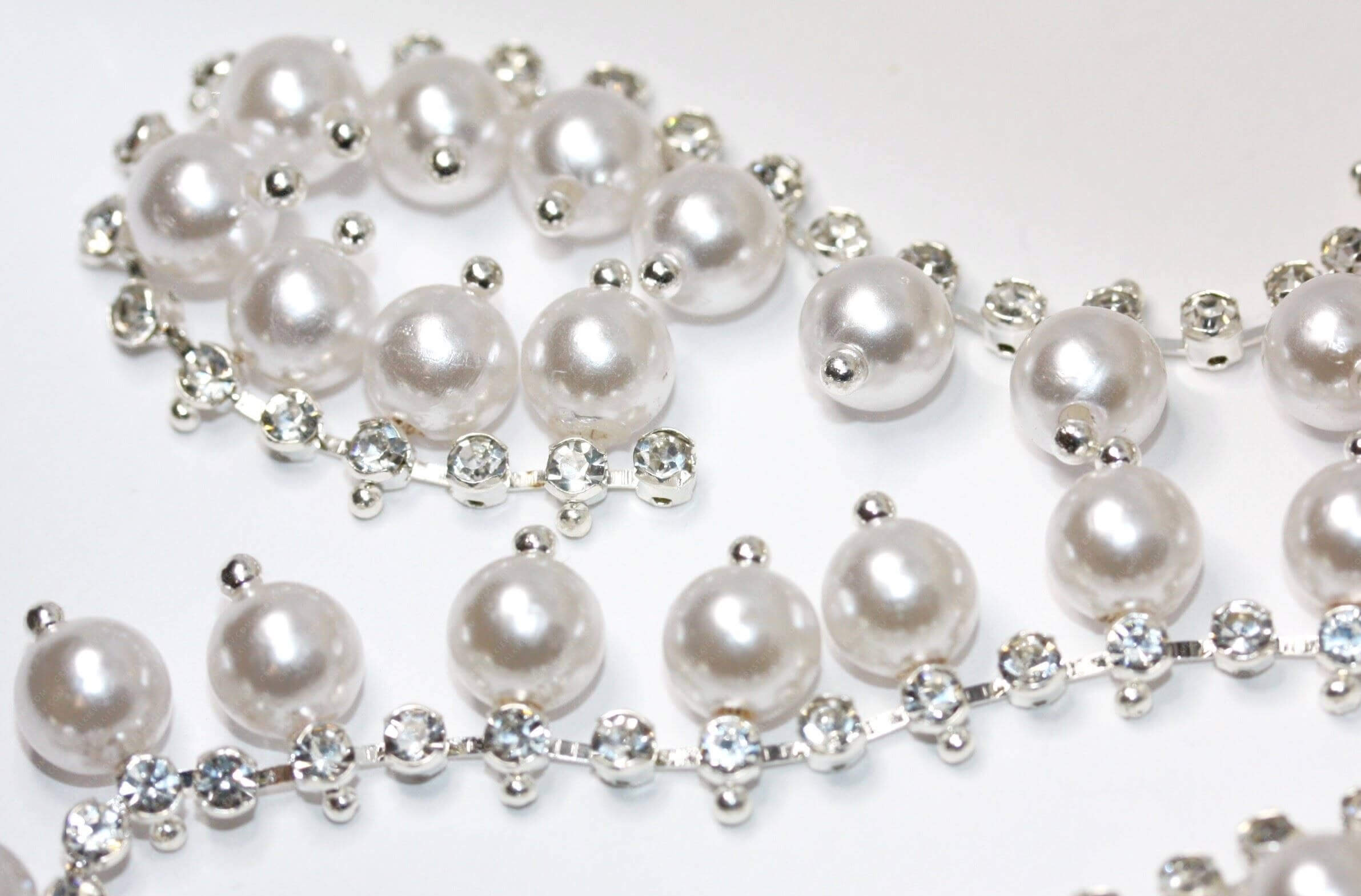Стразовий ланцюг + Pearl Drops 4mm