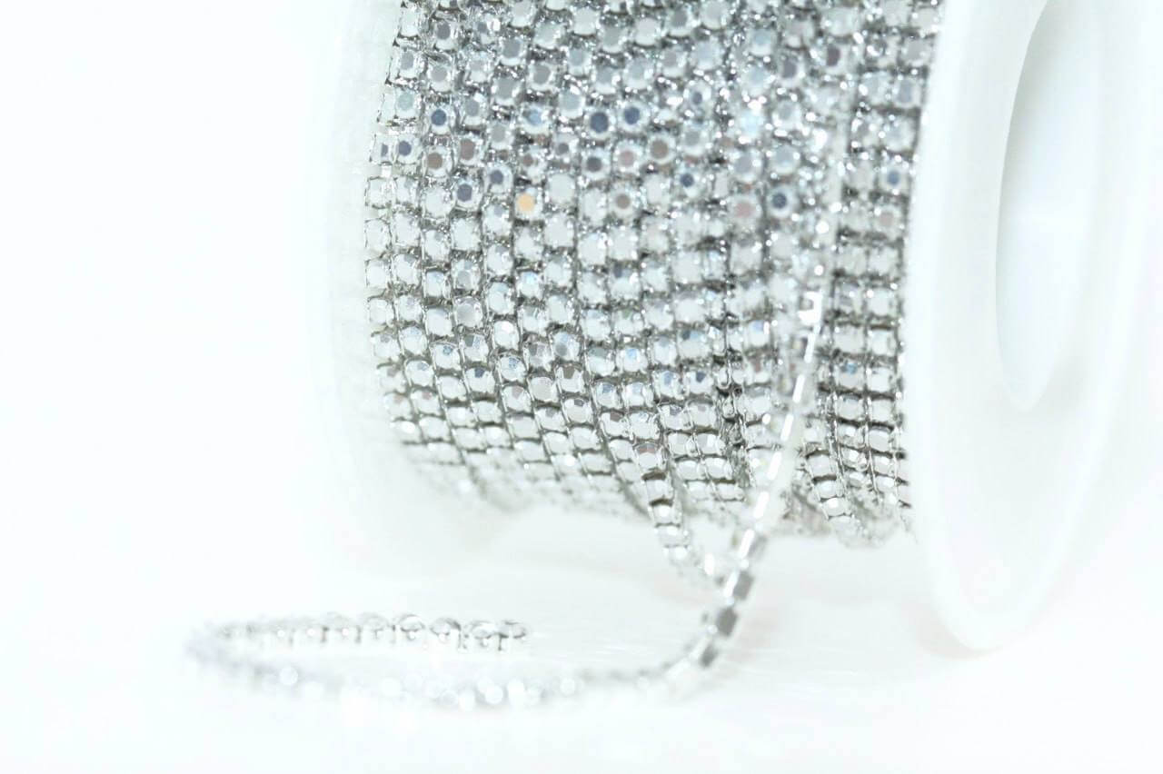 Ланцюжок стразовий Silver + Chrome
