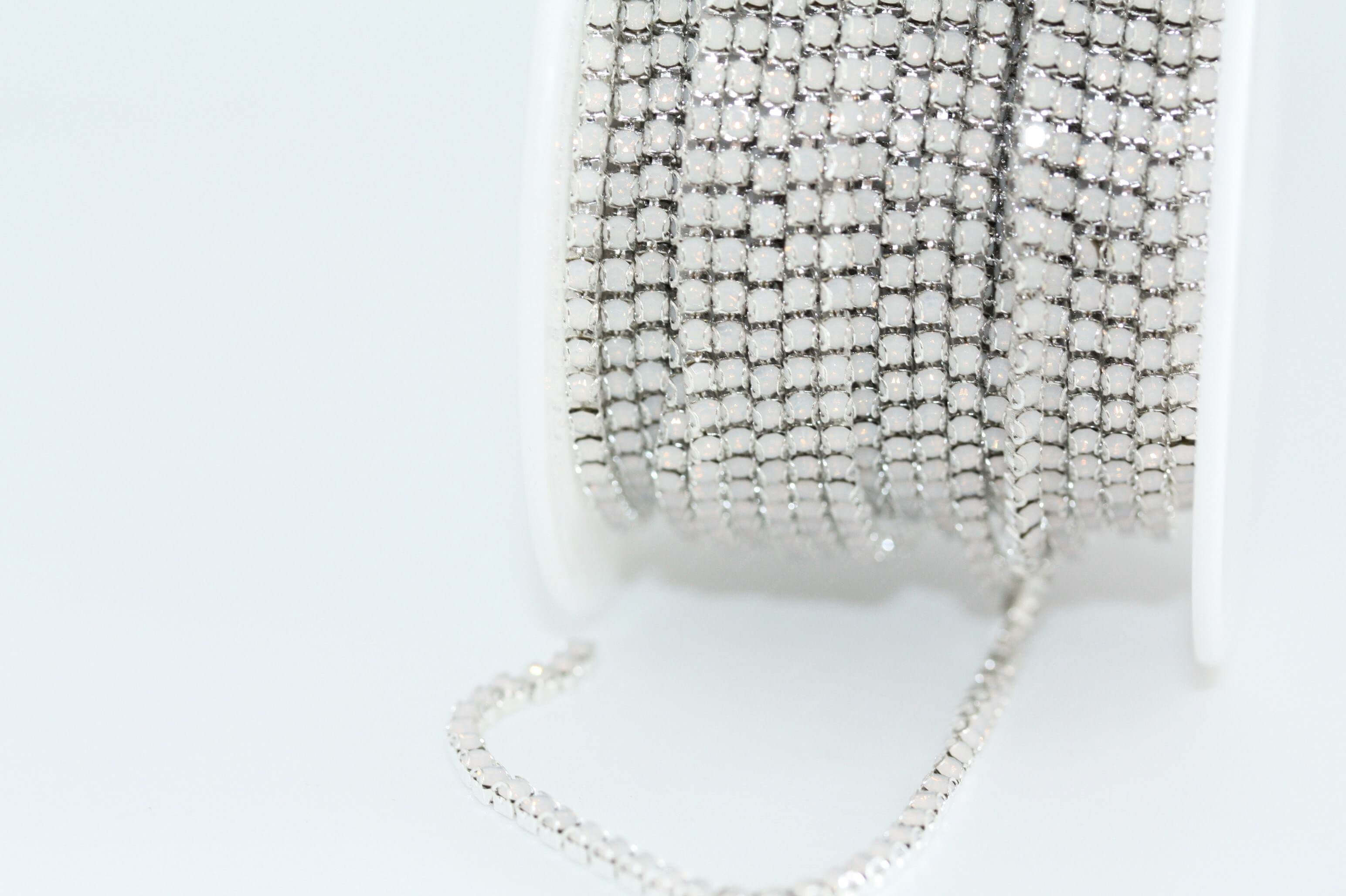 Ланцюжок стразовий Silver + White Opal
