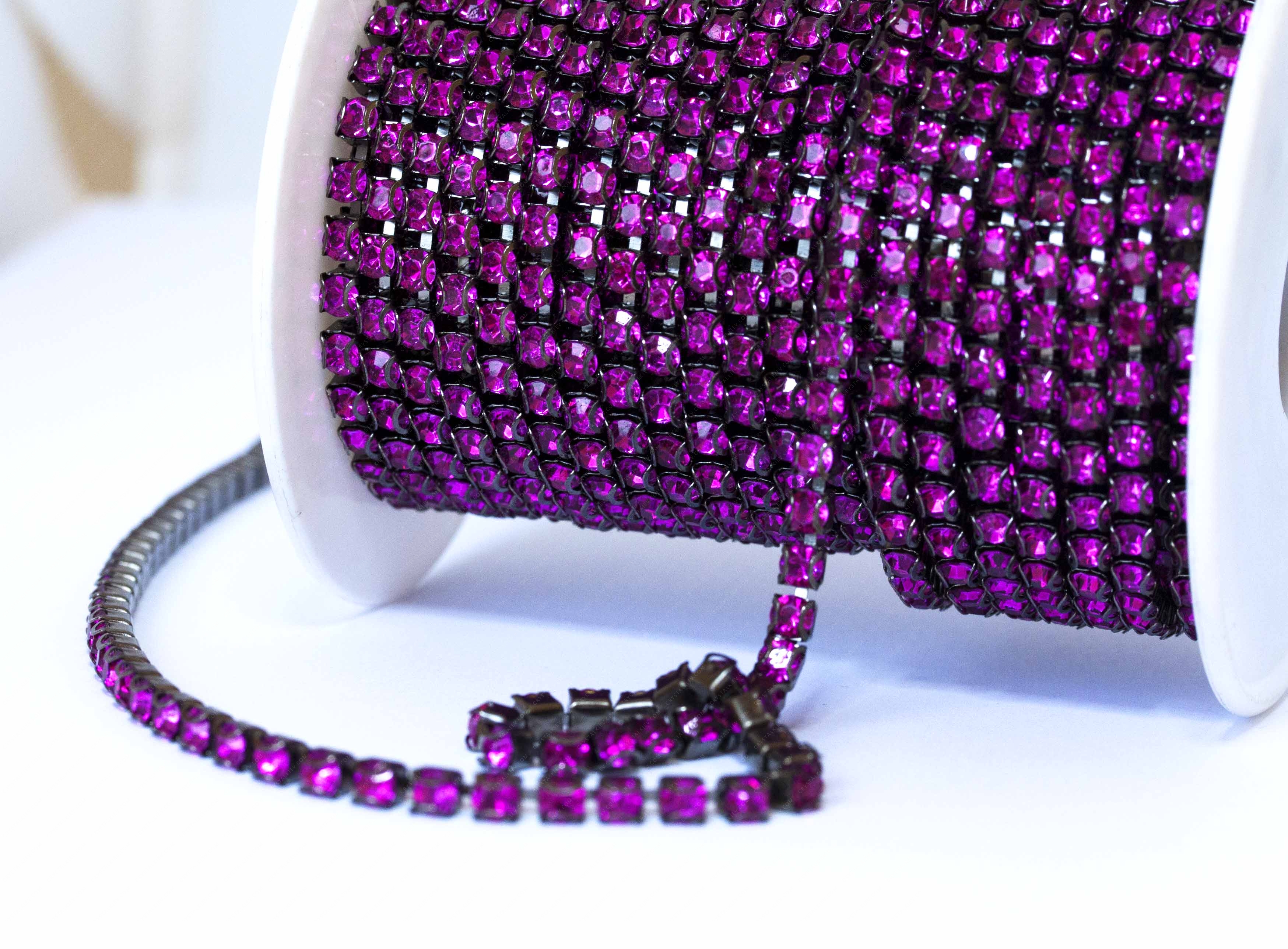 Ланцюжок стразовий Black + Fuchsia