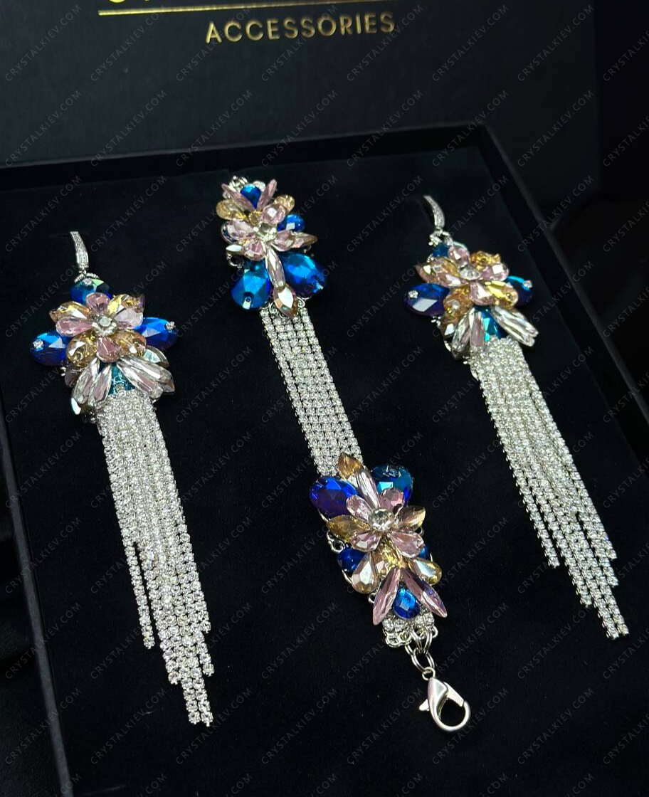 Набір сценічної біжутерії зі стразами FLORA